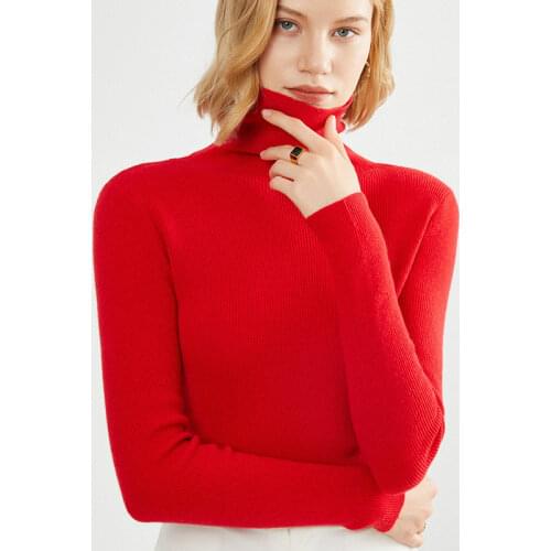 Autumn knitted shirt sweater pullovers 2021 winter ladies pile pile collar Turtleneck slim long-sleeved Wool sweater top jumpers