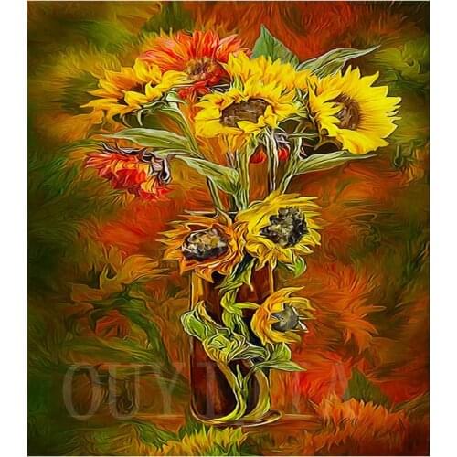 OUYIJIA5d DIY Diamond Painting Sunflower Full Square Round Rhinestone Embroidery Cross Stitch Craft Tool Set A4 A5 Light