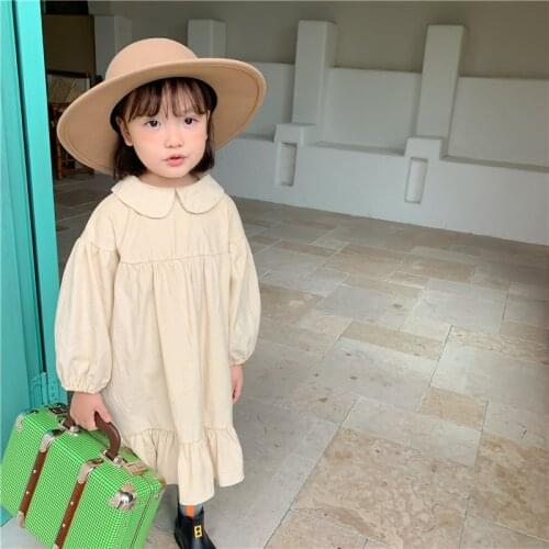 Toddler Girls Dress Fashion Korean Corduroy Long Sleeves Kids Dresses For Girls Kids Clothing Autumn Baby Child Dress 2-7 Years