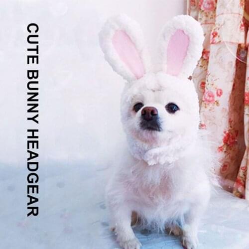 Pet Plush Rabbit Cap Dog Cat Hat Costume Warm For Dogs Cats Headdress Christmas Accessories Photo Props Funny Headwear 2021