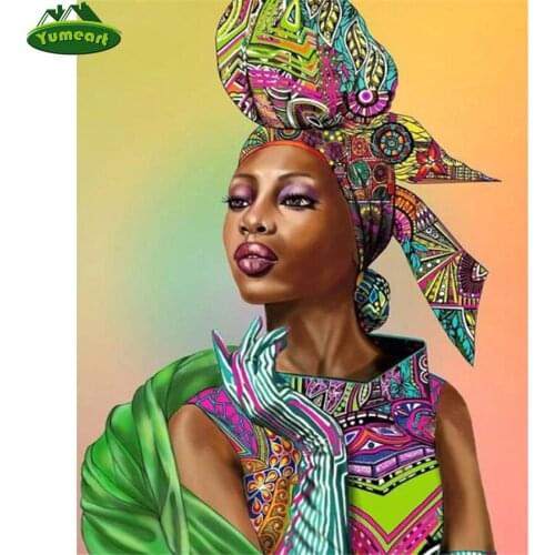 Full Drill Square mazayka 5D DIY Diamond Painting Colored headscarf African Woman Embroidery Kit Cross Stitch Crystal Rhinestone