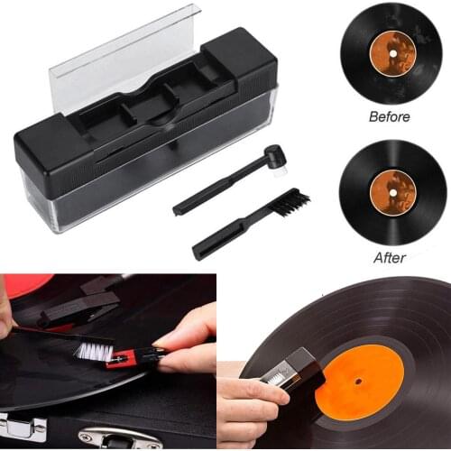 Portable Vinyl Record Cleaning Kit Cleaning Brush Dust-Remover Carry Bag Record Maintenance Plastic Soft Brush