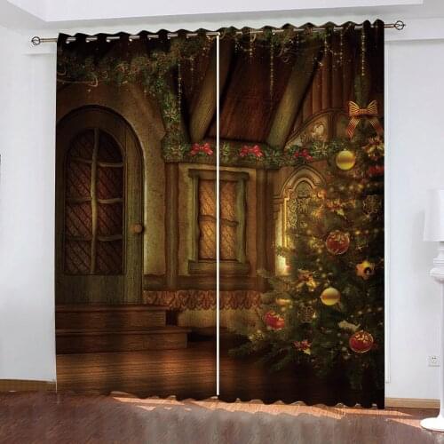 Photo scenery christmas curtains Bedroom living room windproof thickening blackout soundproof windproof curtains