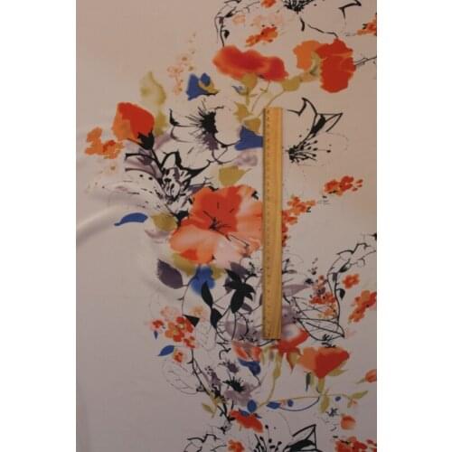 145cm width 75d both sides printed chiffon fabric flower CH6171 orange flower