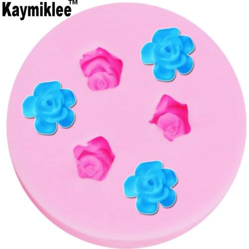 Kaymiklee M128 Hot Selling FDA 3D Rose of 3 hole Shaped Silicone Cake Fondant Decorating Mold Chocolate Baking Sugarcraft Mold