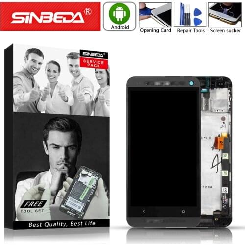 Sinbeda 4.7" LCD Display Touch Screen with FrameFor HTC ONE M7 Digitizer For HTC One M7 Display Replacement For HTC 801E LCD