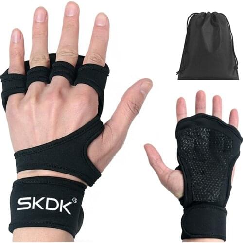 Sports Weight Lifting Gloves Fitness Training Workout Gymnastics Grips Gym Wrist Band Crossfit Hand Palm Protector