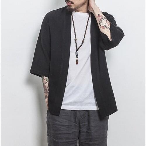 Traditional chinese clothing for men Oriental male bomber jacket kung fu wushu clothing Chinese linen shirts men KK001