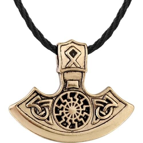 Vintage Viking Style Necklace Holiday Gift Mens Necklace Alloy Material Pirate Style Slavic Axe Pendant Necklace