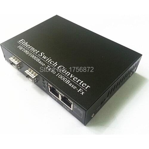 Sfp 2xfiber+ 2xRJ45 Unmanaged 10/100/1000Mbps Megabit Ethernet Fiber Switch Without optical modules