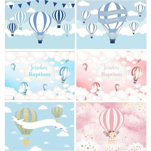 Hot Air Balloon 1st Birthday Party Backdrop Cloud Decor Baby Shower Boy Photo Background Photocall Photozone Banner