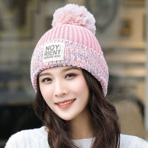 Womens Knitted Hat Scarf Caps Neck Warmer Winter Hats For Men Women Skullies Beanies Warm Fleece Cap Add wool upset