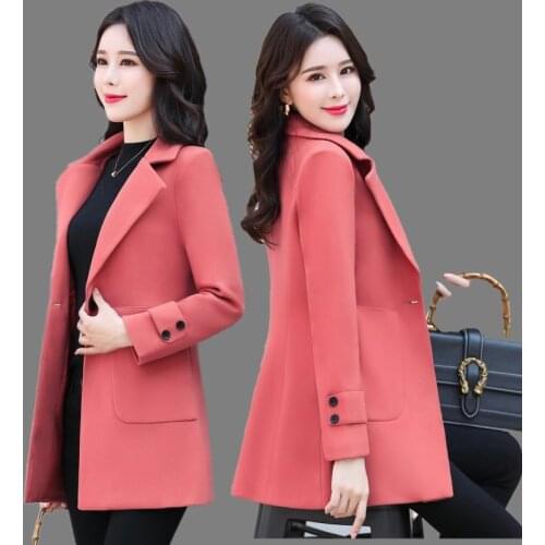 Woolen Coat Women 2021 New Spring Autumn Korean Slim Elegant Short Outwear Single buckle Long sleeve Casual Female Wool Jackets