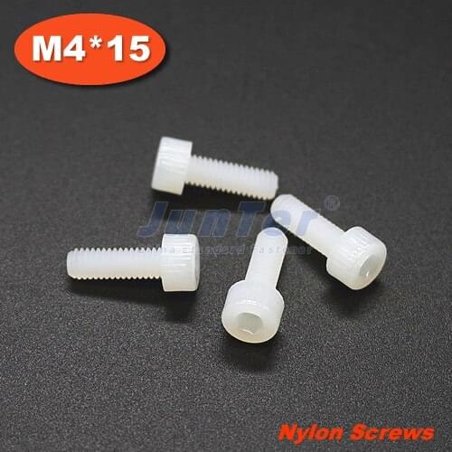 100pcs/lot M4*15 Nylon Allen Bolt Hex Socket Head Cap Screws
