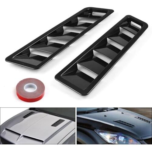 17X5 Inch Universal Car Air intake Scoop Bonnet Hood Vent Louver Cooling Panel Trim Set Matte Black carbon fiber ABS 2PCS