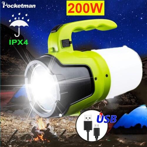 8000 Lumen 100W Bright Led Lamp Long Use USB Rechargeable LED Torch Lantern Water Resistant Search Flashlight for Camping Fish