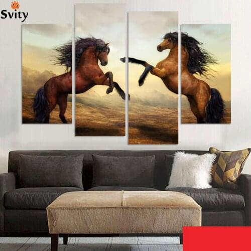 4 PieceS running horse Painting Modern Wall Painting Home Wall Decorative Art Picture Paint on Canvas Prints NO FRAME D044