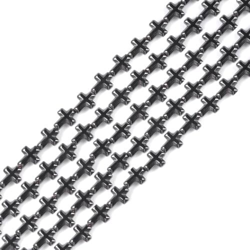 40Pcs 10*8mm Bright Hematite Beads Natural Stone Cross shape Loose Beads for DIY Necklace Bracelet Jewelry Making Accessories