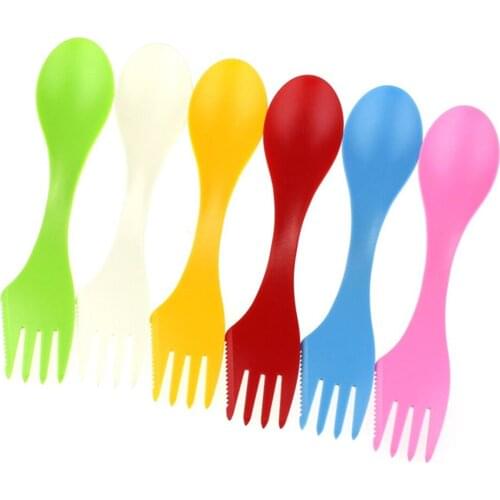 6x Spoon Fork Knife Camping Hiking Tenting Utensils Spork Combo Travel Cutlery Accessories Kit Tenting Wild Dropship #0406