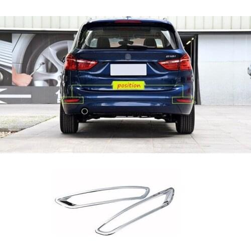 ABS Car Polish Silver Rear Fog Lamp Decoration Strips Frame Trim Accessories Fit For BMW 2 Series F45 F46 7 Seats 2015-2017