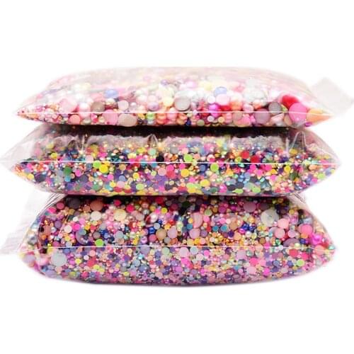 ABS Half Round Pearls Rhinestones Flatback Resin Non Hot Fix Rhinestones Multi Colors Glue On Rhinestone For Garment D6543