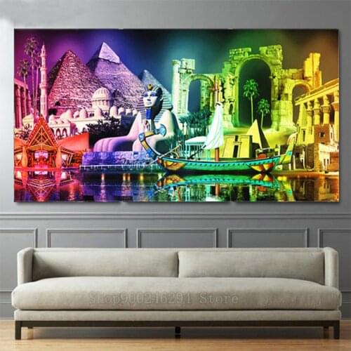 5D DIY Full Square drill Diamond painting Cross Stitch Egyptian Pyramids Rhinestone landscape Embroidery Mosaic decor FF1749