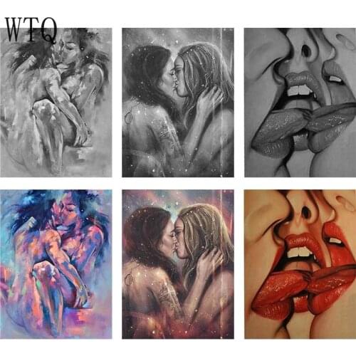 5D DIY Diamond Painting Sexy Woman Lover Mosaic Picture Full Round Drill Diamond Embroidery Animal Cross Stitch Kits Home Decor