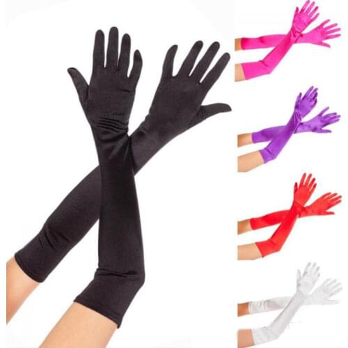 Womens Evening Party Formal Gloves Satin Long Finger Mittens Bridal Wedding New