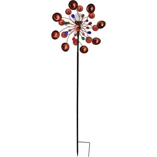 Large Metal Bronze Solar Wind Spinner Windmill Stake Garden Decor Sculpture
