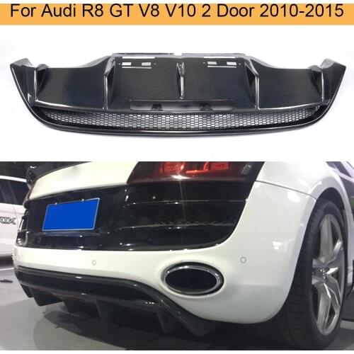 Matt Gloss Carbon Fiber Auto Rear Bumper Exhaust Lip Diffuser for Audi R8 GT V8 V10 2 Door 2010-2015 Black FRP Replacement