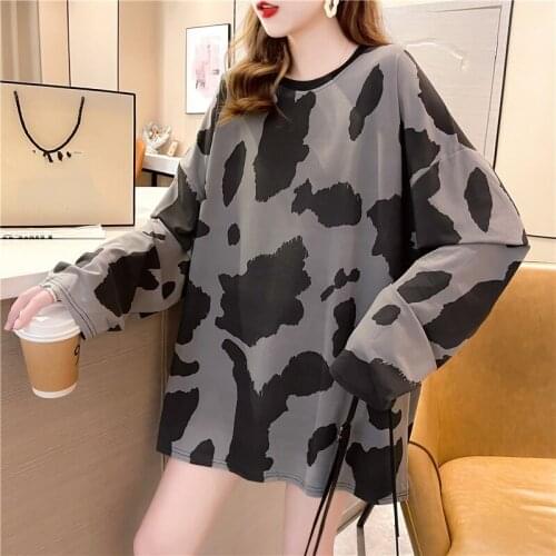 Korean style oversized Women T-shirt black Tops Long Sleeve Harajuku graphic t shirts Fashion hip hop Streetwear women clothes