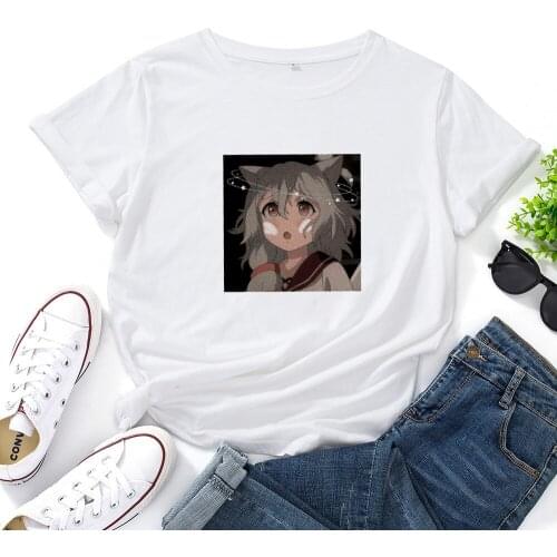 Japanese Cartoon Graphic T Shirt for Women Simple Wild Tshirt Women Cute Pattern Top Casual Loose Short Sleeve Tee Shirt Women