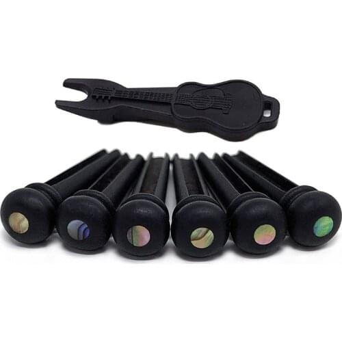 Guitar String Winder,Pure Ebony Bridge Pins with Abalone Dot Inlay for 6 String Acoustic Guitar