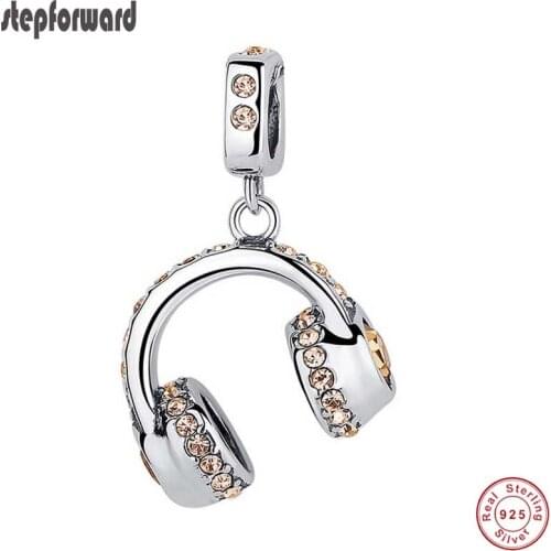 Hot sale DIY Silver Jewelry Charm 925 Sterling Silver Headset Charm Bead For Bracelet and Necklace