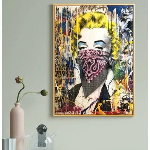 Graffiti Street Pop Art Women with Veil Scandinavian Cuadros Canvas Painting African Wall Art Pictures for Living Room Decoratin