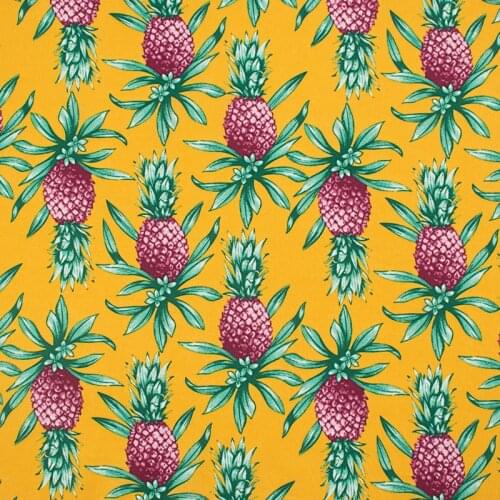 Yellow Pineapple Print Cotton Fabric For Dress Tissus Coton ImprimÉ Sewing Telas Algodon Estampadas Ткань Au MÈTre Tissu Tela