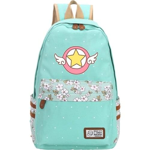 Card Captor Cardcaptor Sakura Cosplay Canvas Backpack Student School Shoulder Bag Teentage Laptop Travel Rucksack Gift