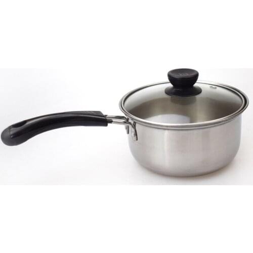 Stainless Steel single handle arc dairy pot with magnetic induction cooker general soup pot cooking utensils cookware