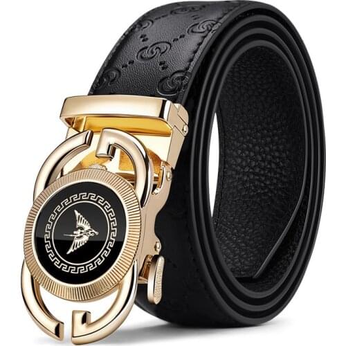 Leather Mens belt fashion business automatic buckle belt high grade dial design head layer leather casual simple pants belt men