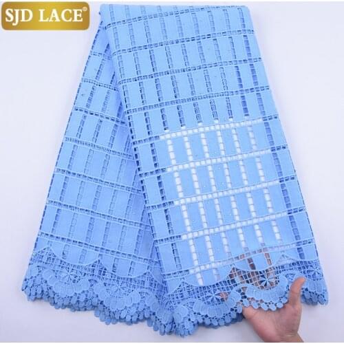 SJD LACE Sky Blue Guipure Cord Lace High Quality African Lace Fabric With Small Hole Water Soluble Laces For Wedding SewingA2066