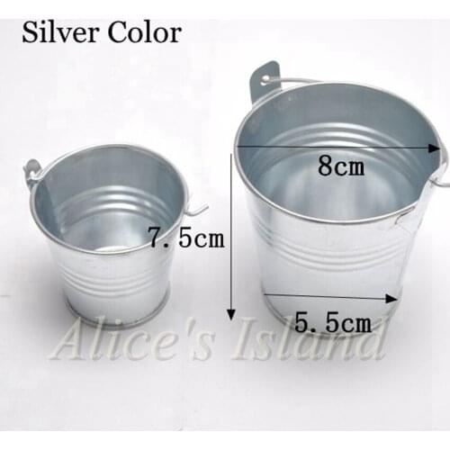 10 pcs Metal Buckets(5.5cm*7.5cm*8cm) Rustic Wedding Classic Vineyard Wedding chair floor Hang decoration gift candy buckets