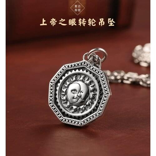 925 Silver Trend Necklace Male Korean Pendant Male Sun God Pendant