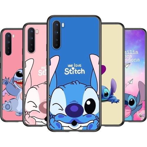 Soft TPU Lilo Stitch Disney Shockproof Silicone Cover for OnePlus Nord N100 N10 8T 8 7T 7 6T 6 5T Pro Black Phone Case
