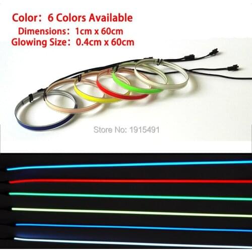 NEW 6 Color Select 1X60CM EL Tape EL wire LED strip for Car Interior,Club,house,holiday, Party decoration Without EL controller