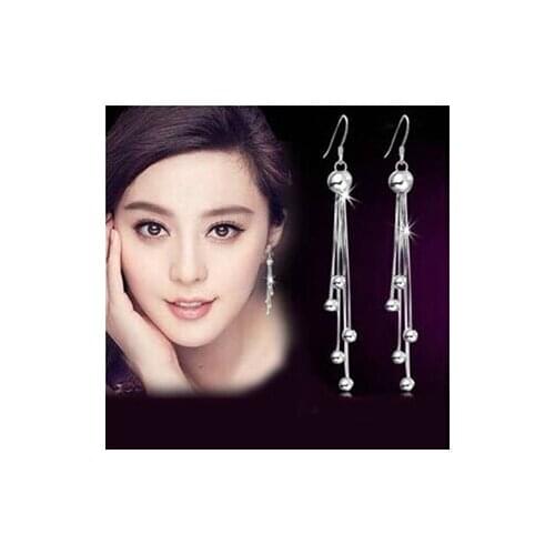 New arrival high quality long tassels design 925 sterling silver female stud earrings wholesale jewelry drop shipping
