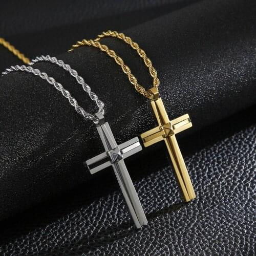 New accessories European and American street hip-hop titanium steel double cross pendant jewelry