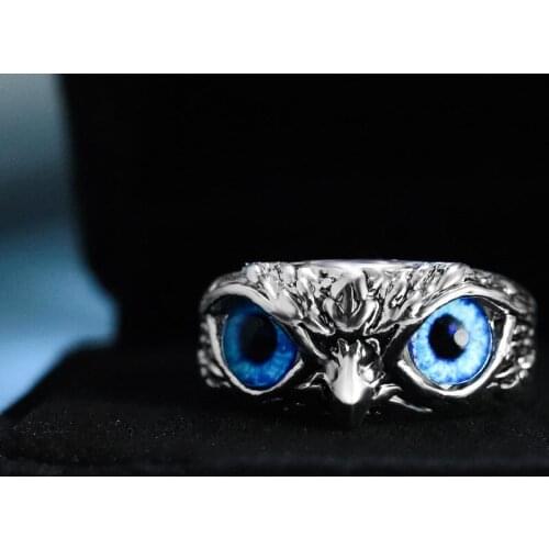 New Fashion Creative Blue Eyes Owl Rings for Women Jewelry Gifts