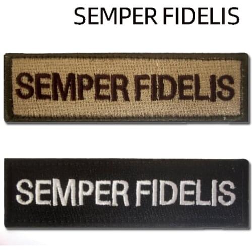 Semper Fidelis Fully Embroidered Velcro Patches Mini Chest Strip Horizontal Long StripTactical Backpack Hat Badge Army Stickers