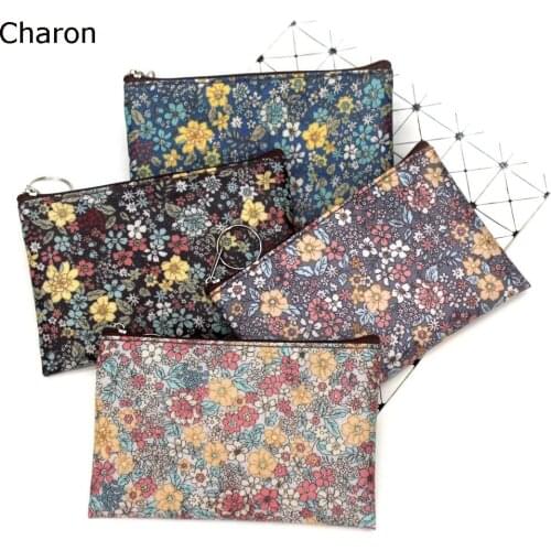Casual Vintage Small Floral Coin Purse Waterproof Cotton Fabric Women Small Square Change Pouch Card Holder Mini Wallets Bags