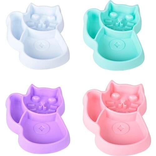 Anti-Skid Pet Bowls Cat Puppy Water Bowls Pet Food Bowls Durable Dog Cat Feeders Cute Cat Shape Pet Feeding Supplies